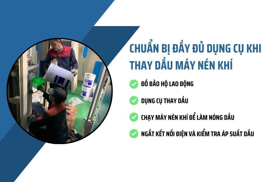 Chuan-bi-day-du-dung-cu-khi-thay-dau-may-nen-khi