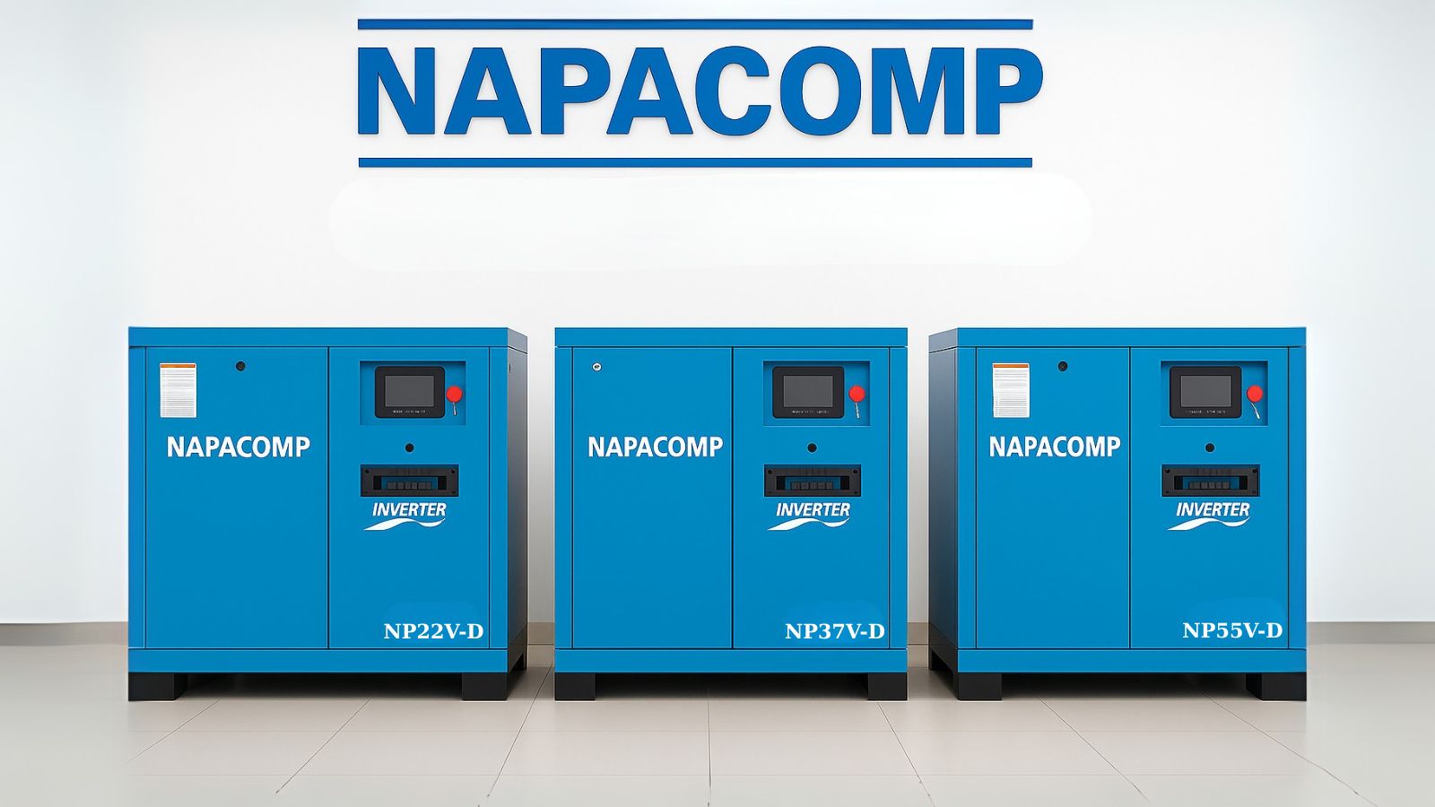 Các model máy nén khí trục vít Inverter Napacomp đa dạng công suất.
